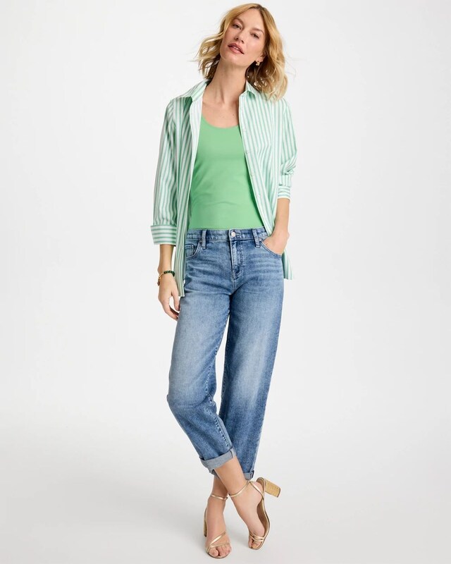 No Iron Striped Stretch Shirt - image 2